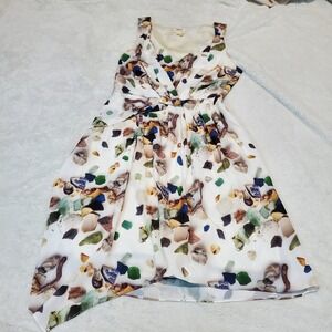 Anthropologie Meadow Rue Cream Beach Treasures Castaway Shift Sleeveless Dress 4